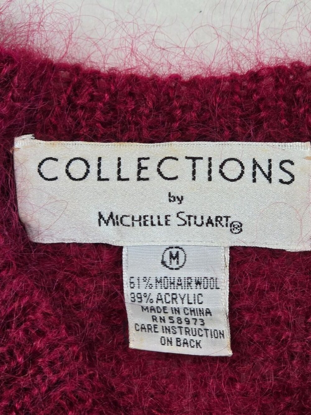 Vintage Michelle Stuart Mohair Wool Blend Tunic Sweater Bold Abstract Design - Picture 2 of 4